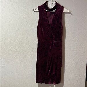 B Darlin Velvet Midi Dress in Deep Burgundy